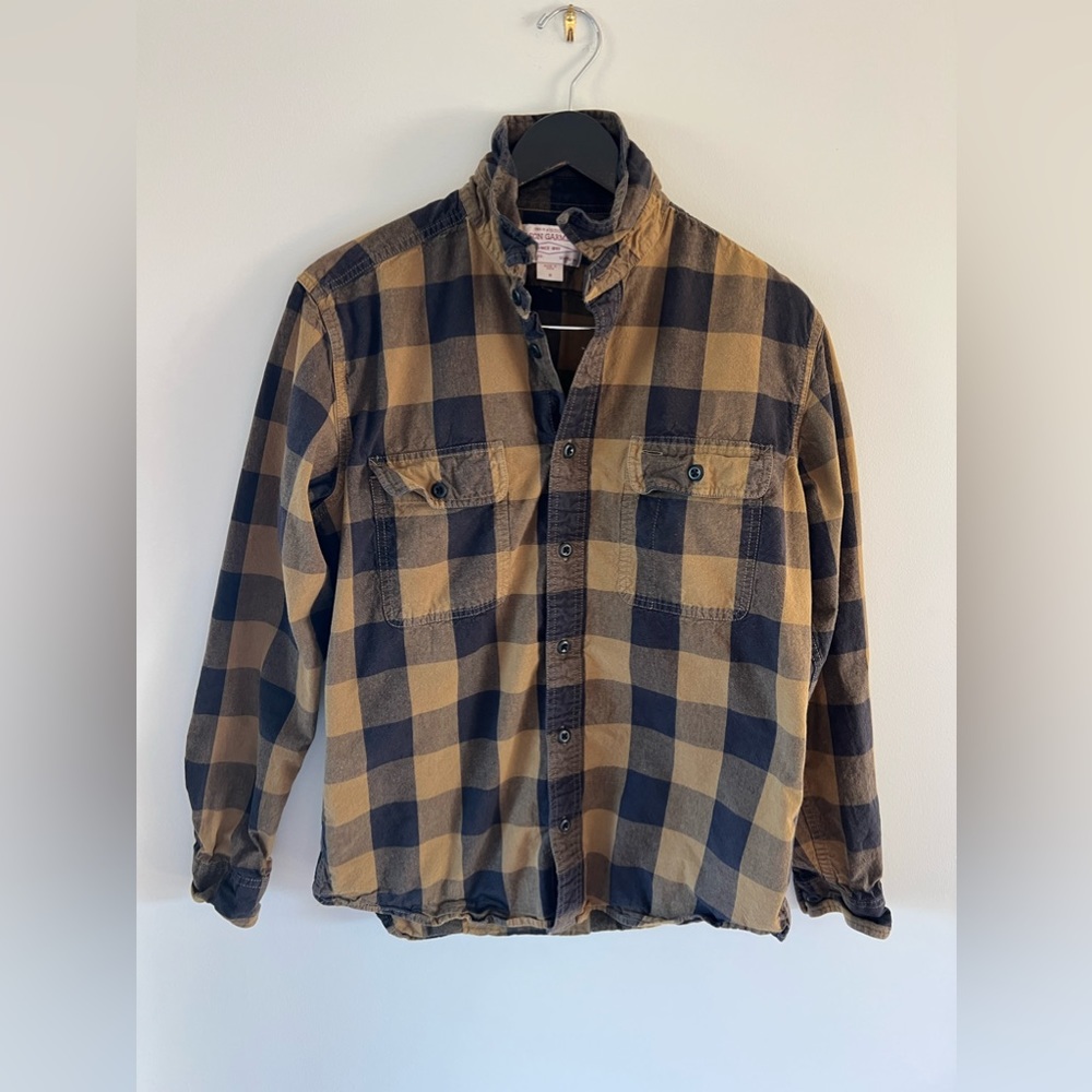Filson Work Shirt Men's Size Medium Brown Black Check Plaid